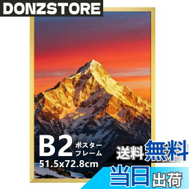 【送料無料】Giftgarden ポスター サイズ フォト フレーム 額縁 壁掛け 色：金、サイズ：B2（515x728mm)