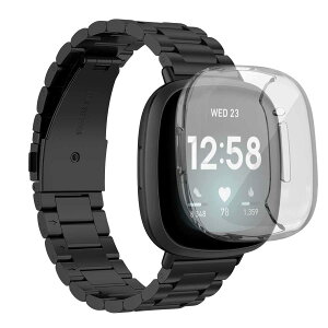 �y���������z[monoii] versa3 sense ���� �x���g Fitbit�݊��i �X�e�����X ���@�[�T 3 �Ή� �o���h �Z���X �ی�P�[�X �F�F�u���b�N�A�T�C�Y�F20mm