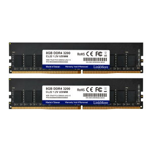 �y���������zLinkMore DDR4 DDR5 2���g ������ �F�FUDIMM - �f�X�N�g�b�vPC�p�A�T�C�Y�FDDR4-3200MHz 8GBx2���g(16GB)