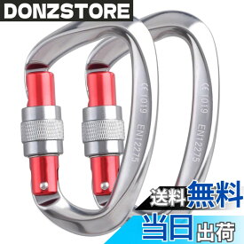 【送料無料】TRIWONDER ロックカラビナ 登山釦 超軽量 アルミカラビナ クライミング ロッキンカラビナ ハンモック キャンプ用 セルフロック バックパックフック 脱落防止 色：25kN-グレー(2個)、サイズ：縦10cmx横6cm