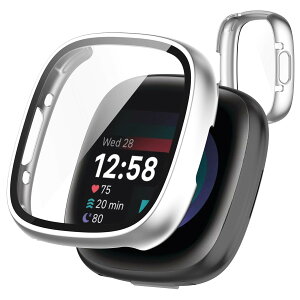 �y���������zJXRICH �Ή� Fitbit Sense 2/Versa 4 �P�[�X �y�� PC+�����K���X Fitbit Sense 2/Versa 4 �p �ی�J�o�[ �����x �����ȒP �ϏՌ� �S�ʕی� Fitbit Sense 2/Versa 4 �J�o�[ �Ή� �F�F�V���o�[