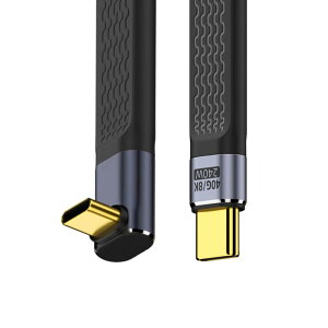 �y���������zchenyang USB C �V���[�g�t���b�g�P�[�u�� USB 2.0 Type C �f���A�� 90�x�p�x PD 65W �����[�d�f�[�^�����P�[�u�� 75MM �F�F�u���b�N�A�T�C�Y�FUP Angled