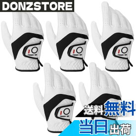 【送料無料】FINGER TEN ゴルフグローブ メンズ 5枚セット 天然羊革x合成皮革 全天候滑り止めグリップ 色：ホワイト（右手用5枚）、サイズ：27