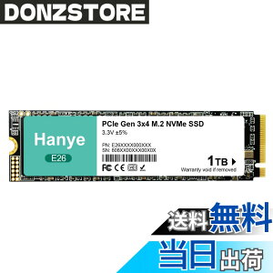 �y���������zHanye �����^ SSD PCIe Gen3x4 M.2 NVMe 2280 3D NAND E26 �������K�i ���[�J�[3�N �T�C�Y�F1TB