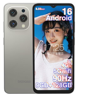 DOOGEE N55 Android 16 �X�}�[�g�t�H���A9GB+128GB�E����8.6mm�̒����^�g�ѓd�b�A6.56�C���` HD+ 90Hz�E5160mAh�o�b�e���[���ڂ�Android�X�}�[�g�t�H���AT7200 �I�N�^�R�A�A4G �f���A��SIM�Ή���SIM���b�N�t���[
