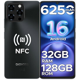 【限定6000円オフ】Android16スマホ DOOGEE NOTE58 SIMフリー スマホ GeminiAI 32GB RAM+128GB ROM+2TB拡張 4G LTE スマトーフォン 5GWIFI 6.75インチ 携帯 8コア T7250 16MP AIカメラ|90Hz|顔認識|NFC|Widevine L1|6250mAh docomo/au/SoftBank/Rakuten Mobile ケース付き