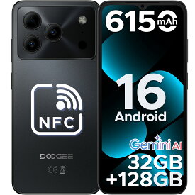 【限定 50%オフ】 Android16 スマホ DOOGEE NOTE56PRO AI機能 6.56インチ SIMフリー スマートフォン 本体 端末 AI搭載 軽量 ゲーミング 90Hz 32GB RAM+128GB ROM+2TB拡張可 4G LTE 8コア 6150mAh Widevine L1 Netflix 1080P対応 NFC デュアルSIM ケース付き フィルム貼付済