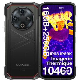 【数限定9000円オフ 赤外線機能 耐衝撃・防水スマホ】DOOGEE Fire6 タフネススマホ Android14搭載 | サーマルカメラ 10400mAh大容量バッテリー | 50MPカメラ | SIMフリー | 16GB RAM+256GB ROM|日本語対応|指紋認証 顔認証 6.56インチHD画面 防水携帯 頑丈スマホ