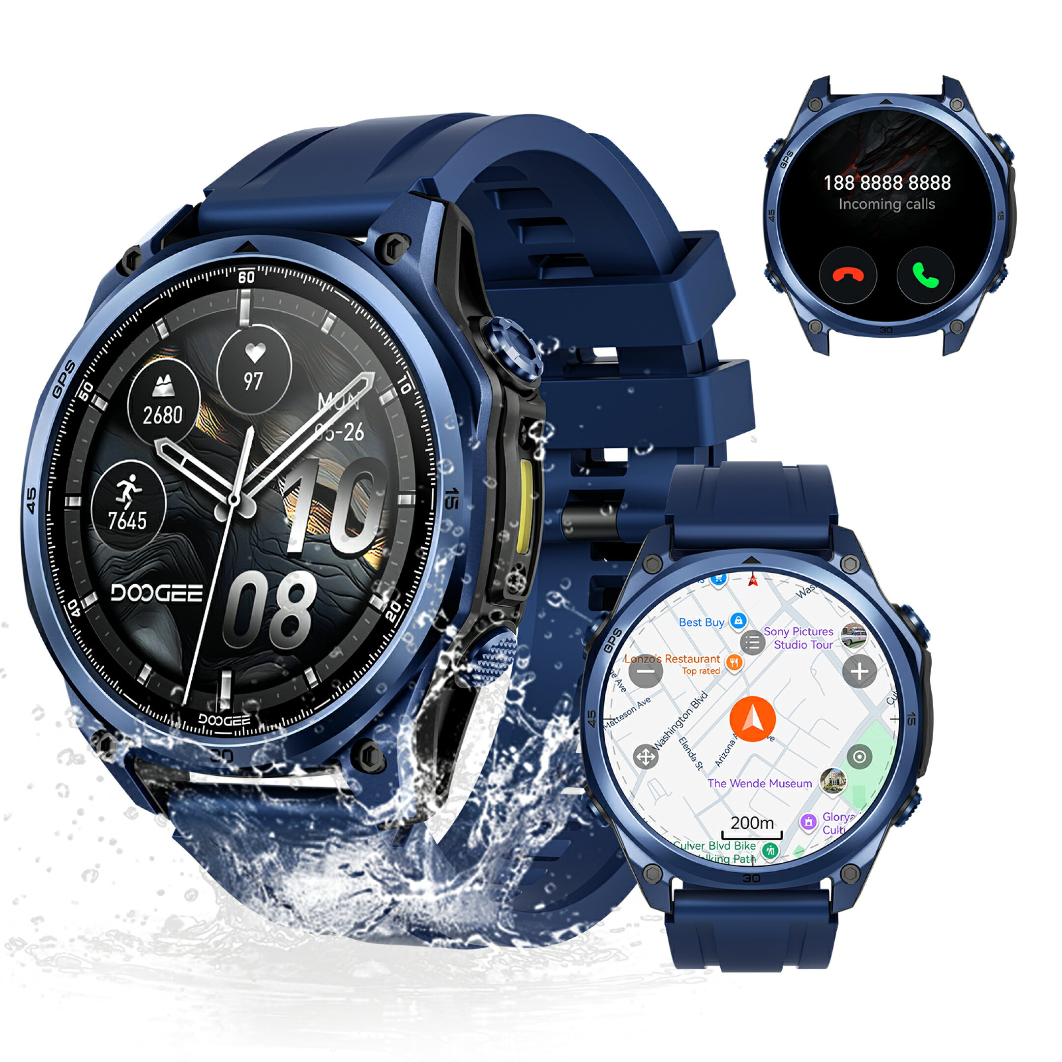  AnywiseW1Pro AI スマートウォッチ ChatGPT搭載 デュアルバンドGPS オフラインマップ対応 1.43インチAMOLED 通話機能付き Android/iPhone対応 170種以上スポーツモード 5ATM防水 交換用ベルト2本付き