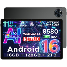 【期間限定4000円オフ&GeminiAI タブレット】即納Android16タブレット DOOGEE U11 GeminiAIタブレット 11インチ 90Hz画面 16GB RAM/128GB ROM オクタコア Widevine L1 Netflix/8580mAh/1300万画素AIカメラ/顔認識 BT5.0+GPS+GMS+Wi-Fiモデル Android15/Android16