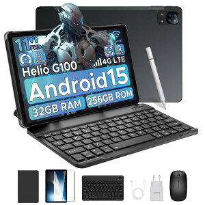 【数限定9000円オフ GeminiAIタブレット】Android15タブレット DOOGEE Tabe3セット版 11インチタブレット SIMフリー タブレット 30GB RAM+256GB ROM+2TB拡張 FHD大画面 90Hz 8コア G100 CPU 8000mAh/顔認識/GMS/WIFIモデ