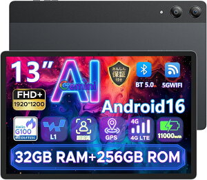 �y���Ԍ���9000�~�I�t&Gemini AI�zDOOGEE TABE3PRO SIM�t���[ Android16�^�u���b�g 13�C���` FHD+ 90Hz���ʃ^�u���b�g 32GB RAM+256GB ROM+2TB�g���� 8�R�A Helio G100 �����\CPU 11000mAh����e�ʃo�b�e���[ 4�X�s�[