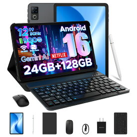 【限定50%オフ】DOOGEE U12 セット版 Android 16 タブレット 12インチ FHD+ 大画面 90Hz オクタコア 24GB RAM+128GB ROM+2TB拡張対応 Gemini AI機能 9000mAh 大容量バッテリー Widevine L1 NetFlix 1080P 顔認識+BT5.0+WPS+5G WI-FIモデル+18W快速充電+専用ケース付