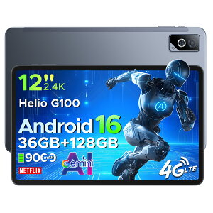 �y�ŐV���� Android 16 ���ʃ^�u���b�g�zDOOGEE TABG6PRO SIM�t���[ Android16 12�C���` �^�u���b�g 2K 90Hz�f�B�X�v���C 36GB RAM+128GB ROM 9000mAh ��e�ʃo�b�e���[ 8�R�A G100�����\CPU 5G WI-FI���f��&4G LTE ��F
