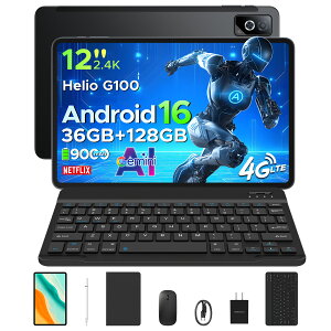 �y�ŐV���� Android 16 ���ʃ^�u���b�g�zDOOGEE TABG6PRO�Z�b�g�� SIM�t���[ Android16 12�C���` �^�u���b�g 2K 90Hz�f�B�X�v���C 36GB RAM+128GB ROM 9000mAh ��e�ʃo�b�e���[ 8�R�A G100�����\CPU 5G WI-FI���f��&4G