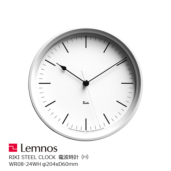 レムノス RIKI STEEL CLOCK ホワイト 電波時計 WR08-24 WH (時計) 価格 