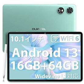 OUKITEL OT6 タブレット 10インチ wi-fiモデル - 8000mAh大容量バッテリー 16GB RAM+ 64GB ROM/1TB拡張 アンドロイド13タブレット GMS認証/Widevine L1/5G WiFi 6/3.5mmヘッドフォンジャック/無線投影/日本語取扱説明書付属（グリーン）
