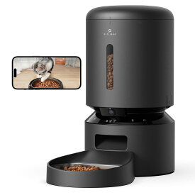 PETLIBRO 猫 自動給餌器 カメラ付き 自動餌やり器 犬 1080P 自動餌遣り器 スマホ遠隔操作 双方向会話 2.4G 5G WiFi対応 詰まり防止センサー フード残量不足検知 動体検知 音声検知 ペット見守り ステンレス製ボウル 大容量 5L ブラック