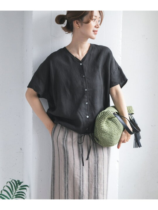 楽天市場】【SALE／20%OFF】リネンフレンチスリーブドロストブラウス 