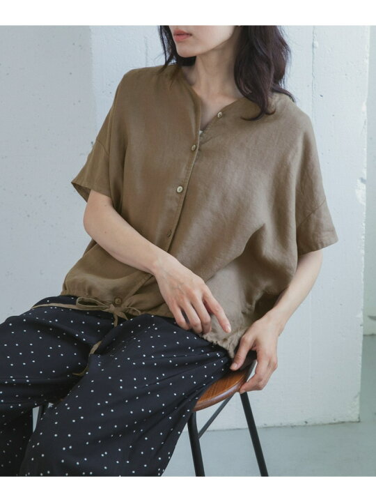 楽天市場】【SALE／20%OFF】リネンフレンチスリーブドロストブラウス 