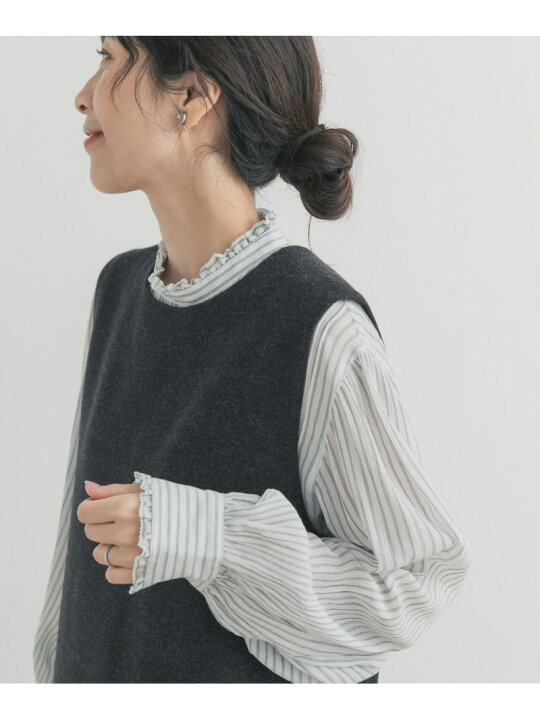 楽天市場】【SALE／20%OFF】ピンタックフリルスタンドカラーブラウス 