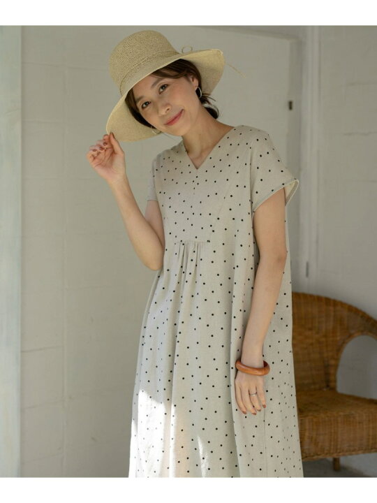楽天市場】【SALE／20%OFF】リネンレーヨンドットワンピース URBAN  