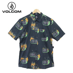 �yVOLCOM �{���R���z�����Y ���� �V���c JUSTIN HAGER WOVEN S/S �J���[ BLACK �� (�X�g���b�` �ݕt�� �t�� �V��)
