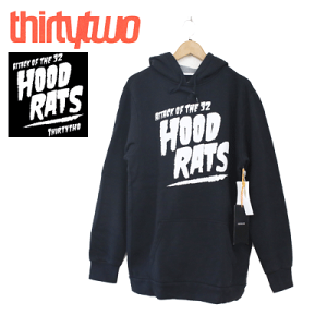 【THIRTYTWO HOODRATS】ATTACK OF THE RAT PULLOVER FLEECE -ユニセックススノーボードパーカー- カラー:BLACK/黒(サーティーツー パーカー 32 フードラッツ hood rats burton ナーリー スノーボード プルオーバー