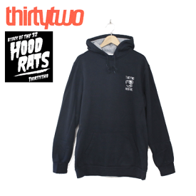 【THIRTYTWO HOODRATS】LIFT MONSTER PULLOVER FLEECE -ユニセックススノーボードパーカー- カラー:BLACK/黒(サーティーツー パーカー 32 hood rats フードラッツ burton ナーリー ボルコム スノーボード プルオーバー)