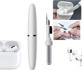 AirPodsイヤホンクリーナーキットペン 3イン1 Bluetooth イヤホンクリーニングペン 効率的なクリーナーペンツール iPhoneイヤホン/Airpods Proケース/Samsungイヤホン用 フロック加工スポンジ付き ソフトブラシ 2本