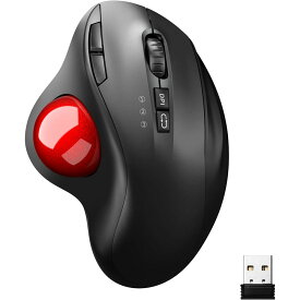 ラックボール マウス Bluetooth &2.4GHz USBレシーバー 2モード マウス トラックボール 親指 右利き 節電モデル Type-C充電式 ワイヤレス マウス ボール 7ボタン 静音タイプ 5DPIモード 戻る/進むボタン搭載 無線 長時間待機 レシーバー付属 オフィス/在宅勤務に適用