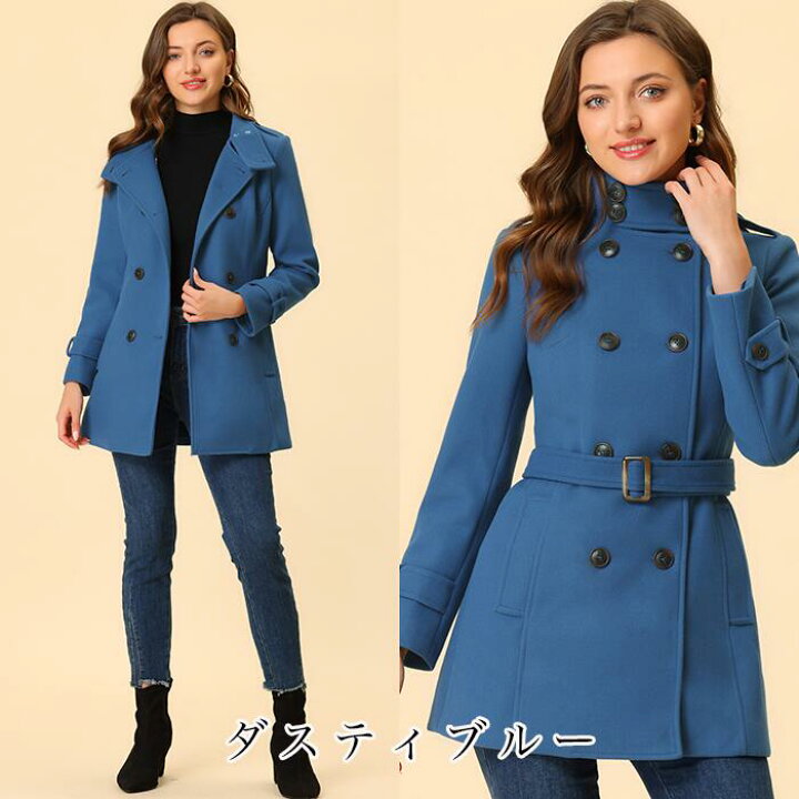 楽天市場】Allegra K 秋冬 アウター ロングコート ピーコート 