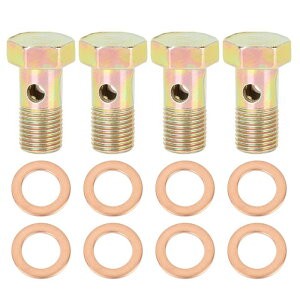 uxcell バンジョーボルト ブレーキ取付アクセサリー ファスナー M10x1.0mm M10ワッシャー付き 4セット入り