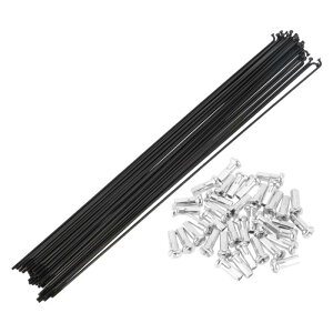 自転車スポークキット 14G 305mm 自転車ホイールスポーク 14G 12mm ニップルカーボン鋼 ブラック 36個