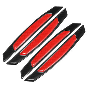 uxcell 4個セット 車のドアエッジ反射ステッカー 保護ガードストリップ ユニバーサル防衝突ステッカーデカール Red