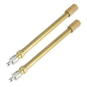 X AUTOHAUX オートタイヤバルブエクステンションアダプター エアタイヤステムエクステンダー インフレストライトボア 車 トラック オートバイ バイク スクーター用 真ちゅう 長さ120mm 2個