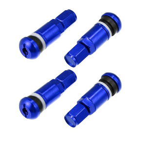 uxcell タイヤバルブステムキャップ クロムメッキ 真鍮バルブ 車 トラック用 ブルー 4個