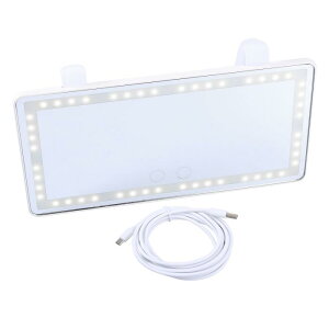 X AUTOHAUX 車内バイザーミラー 化粧鏡セット 内蔵リチウム電池 3種類のLEDライト付き 充電式 車 トラック SUV用 ホワイト