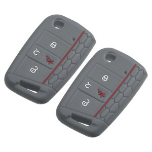 uxcell スマートキーフォブカバー ケース保護 シリコン 4個ボタン VWに対応 Tiguanに対応 2018-2022に対応 ダークグレー 2個