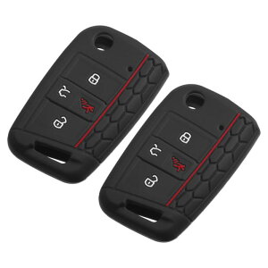 uxcell スマートキーフォブカバー ケース保護 シリコン 4個ボタン VWに対応 Tiguanに対応 2018-2022に対応 ブラック 2個