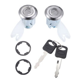 uxcell ドア ロック シリンダー Fordに対応 Explorerに対応 1991-1995に対応 プラスチック メタル キー付きドアロックシリンダーキット F2UZ1522050A ブラック シルバートーン 1セット