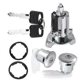 Motoforti イグニッションスイッチロックシリンダー Fordに対応 F150 250 350に対応 1990-1995 メタル 2キー付き ブラック シルバートーン1セット