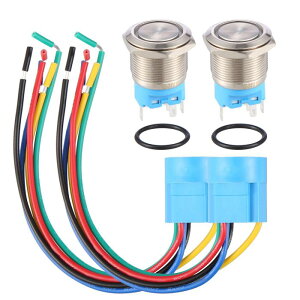 uxcell �������^�����b�`���O�����{�^���X�C�b�` 24V 22mm �h�� ���� �� RV �g���b�N�p �C�G���[ 2��