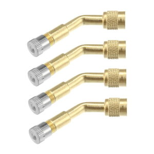 uxcell タイヤバルブエア タイヤバルブステムエクステンダー ダストキャップ付 スナップイン ユニバーサル 車 トラック オートバイ バイク スクーター ATV用 135度 ゴールドトーン 4個