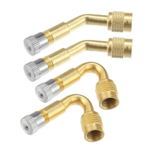 uxcell タイヤバルブエア タイヤバルブステムエクステンダー ダストキャップ付 スナップイン ユニバーサル 車 トラック オートバイ バイク スクーター ATV用 45度 135度 ゴールドトーン 4個