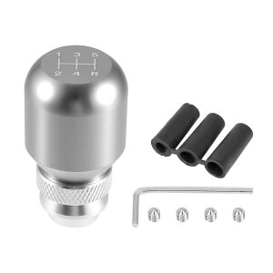 X AUTOHAUX シフトノブ ギアシフトノブ 車用 調節可能 アルミニウム合金 シフトスティックノブ 5速 ユニバーサル シルバートーン ほとんどのマニュアル車用 1セット
