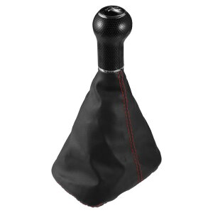 uxcell 自動車用マニュアルギアシフトノブブーツ 5速 Volksw-agenに対応 Golf 4に対応 1998-2006 プラスチック 金属 人口皮革 シルバートーン ブラック レッド