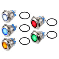 X AUTOHAUX 5個入り インジケーターライト 16mm 12V AC DC メタルシェル 防水 パイロット ダッシュ シグ…