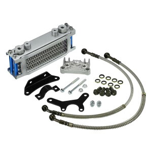 X AUTOHAUX ダートバイク ピットバイク モンキーバイク ATV クワッドバイク用のユニバーサルなシルバートーンエンジンに対応オイルクーラー標準冷却ラジエーターキット。50CC-160CCエンジンに対