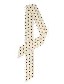 Allegra K リボンスカーフ ネッカチーフ ストライプ 水玉 髪飾り 長方形 細い シルク風 オフィス レディース ベージュ 90 x 5cm